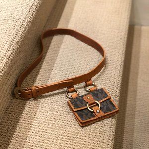MICHAEL Michael Kors Leather Belt with Logo Pouch